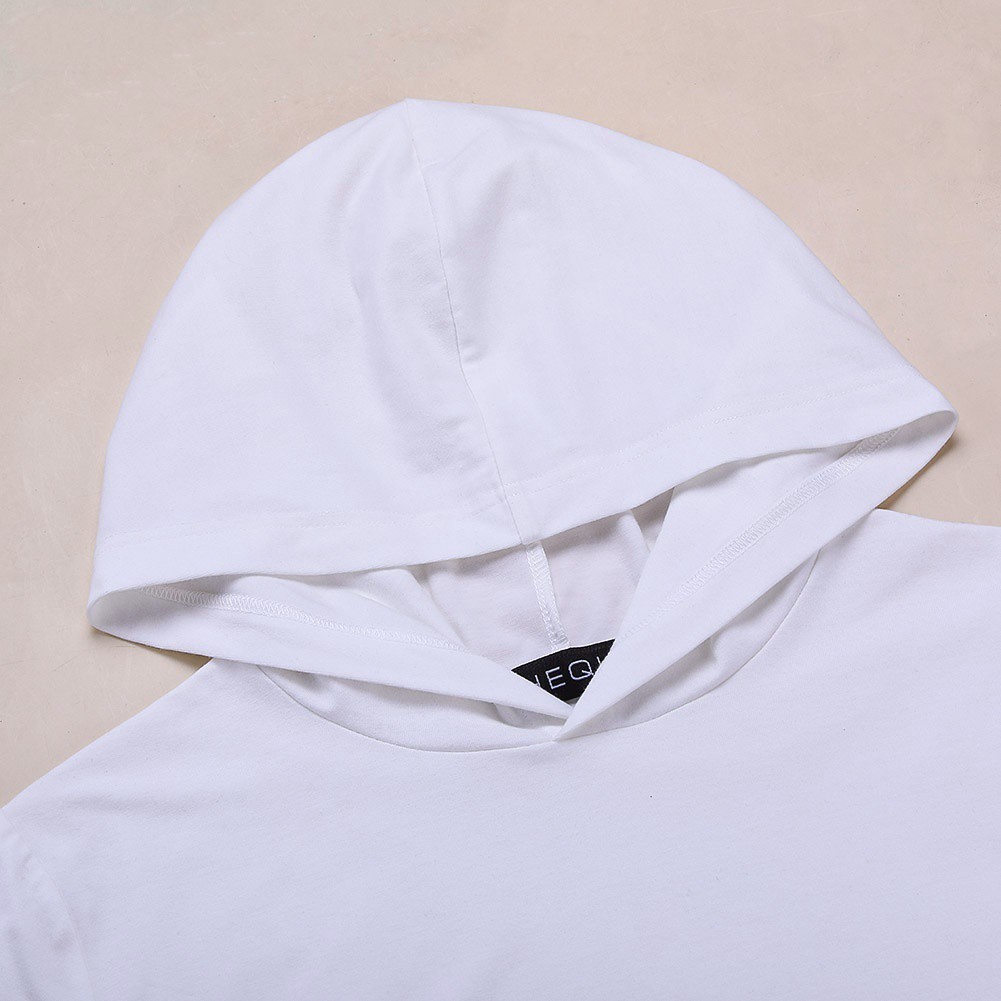 Áo hoodie tay ngắn màu trơn có khóa zip ở vạt áo cho nam | BigBuy360 - bigbuy360.vn