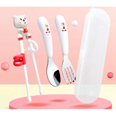 Bộ Thìa Nĩa Đũa Hình Gấu Dễ Thương Cho Bé Tập Ăn