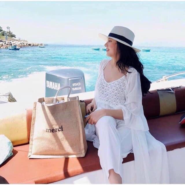 Túi Cói Merci Đi Du Lịch Loại 1 Túi To, Lót Dày Dặn? Freeship?Túi Cói Đi Biển Sang Chảnh Cho Chị Em Nha