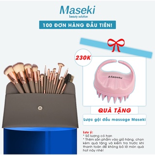 Bộ cọ trang điểm chuyên nghiệp MASEKI bộ 15 cọ lông mềm kèm túi da
