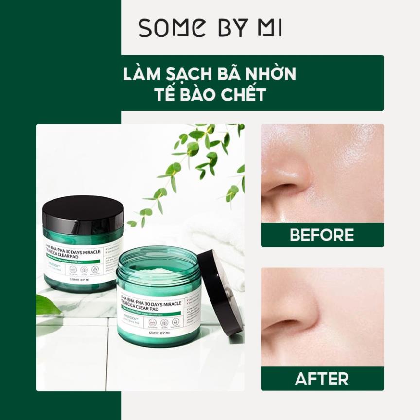 Hàng Công ty Bông Tẩy Da Chết Giảm Mụn SomeByMi AHA-BHA-PHA 30 Days Miracle Truecica Clear Pad 70 Miếng