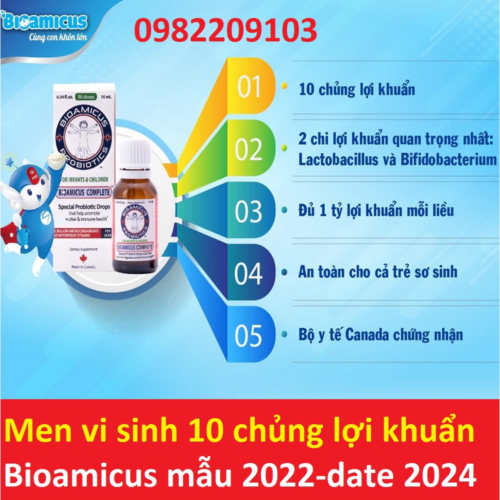 Men Vi Sinh Bioamicus Complete 10 Chủng lợi khuẩn tiêu hóa - Nhập khẩu chính hãng Canada