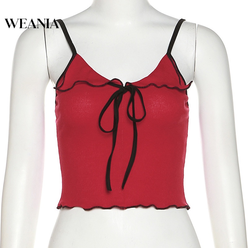 Áo Croptop Hai Dây Hở Lưng Phối Bèo Màu Khối Thời Trang Cho Nữ