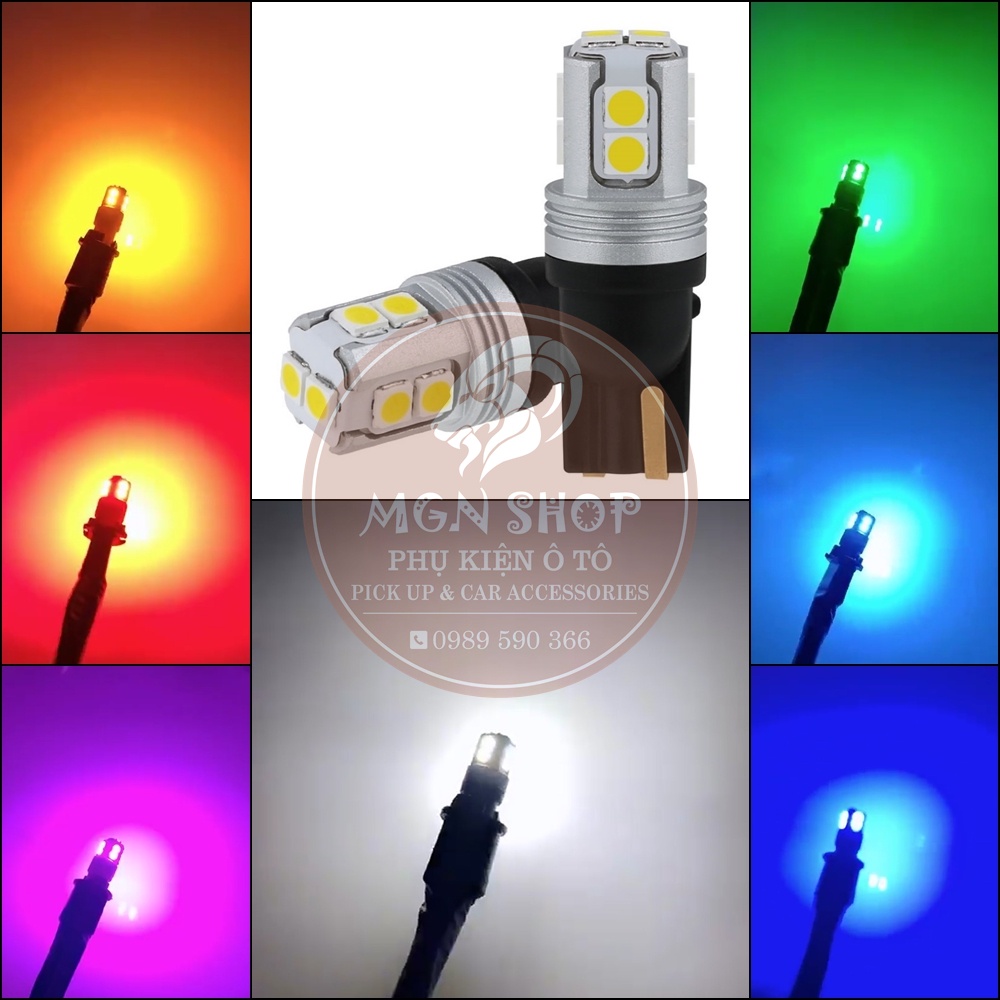 LED [T10] [10 Chip Led SMD] [siêu sáng] [7 màu] [01 bóng] dành cho ô tô xe máy