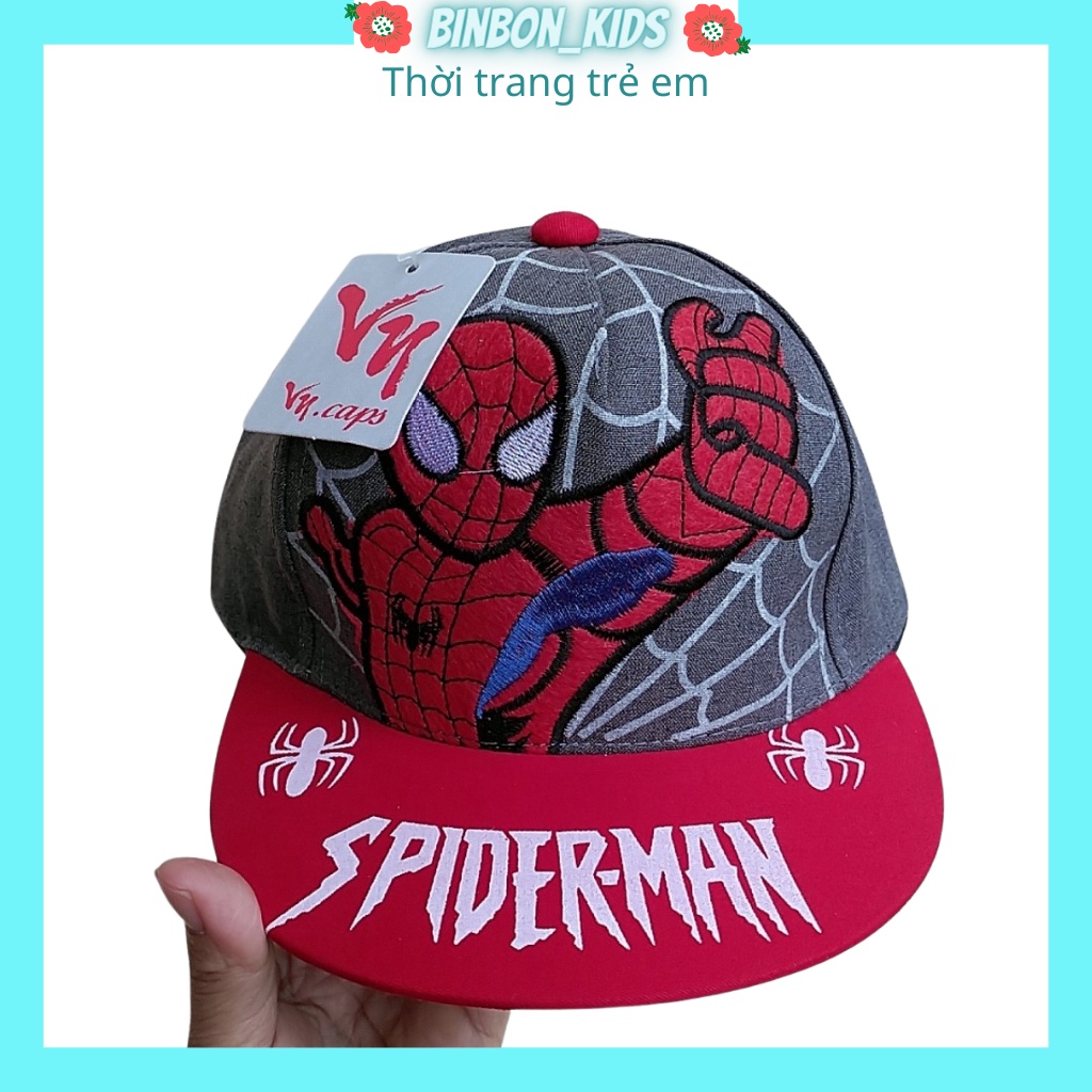 Mũ cho bé trai in hình siêu nhân người nhện Binbon kids, Nón cho bé trai NO1 in hình siêu nhân người nhện từ 3-8Tuôi