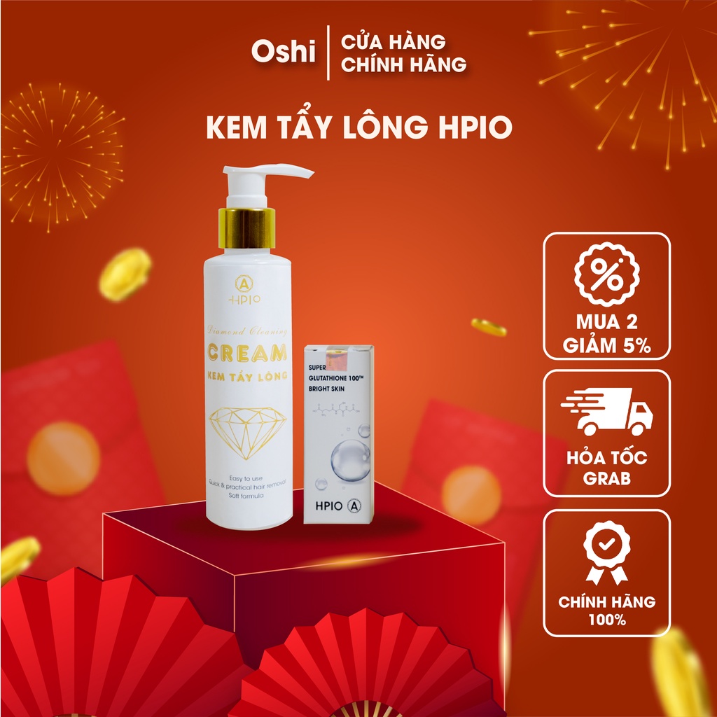 Combo Kem tẩy lông HPIO giúp làm sạch lông chân, lông nách, vùng kín chỉ trong 5 phút tặng kèm serum OSHI