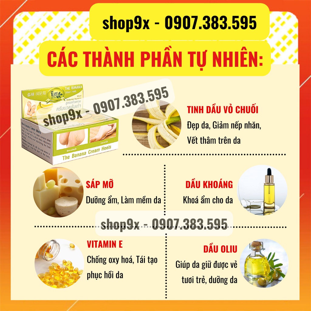 Kem Nứt Gót Chân Giảm Thâm Dưỡng Ẩm BANANA HEEL CREAM 30g Thái Lan