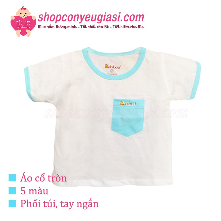 Áo Tay Ngắn Cổ Tròn Phối Túi Babiboo In Ép Nhiệt - 100% Cotton