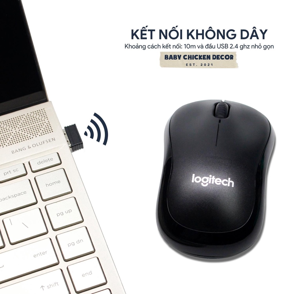 Chuột không dây Logitech M220, chuột laptop không dây tiếng động siêu nhỏ phù hợp văn phòng giá rẻ - BABY CHICKEN DECOR