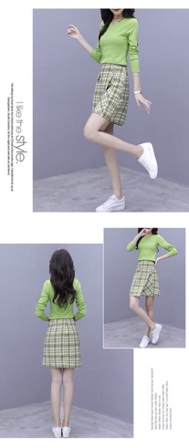 SET VÁY KẺ XANH SIÊU ĐẸP SIZE M