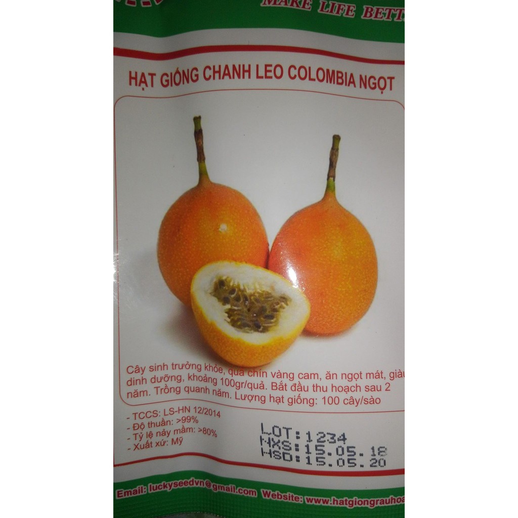 Hạt giống chanh leo ngọt Colombia F1 10 hạt - Tặng 5 viên nén ươm hạt - HGT