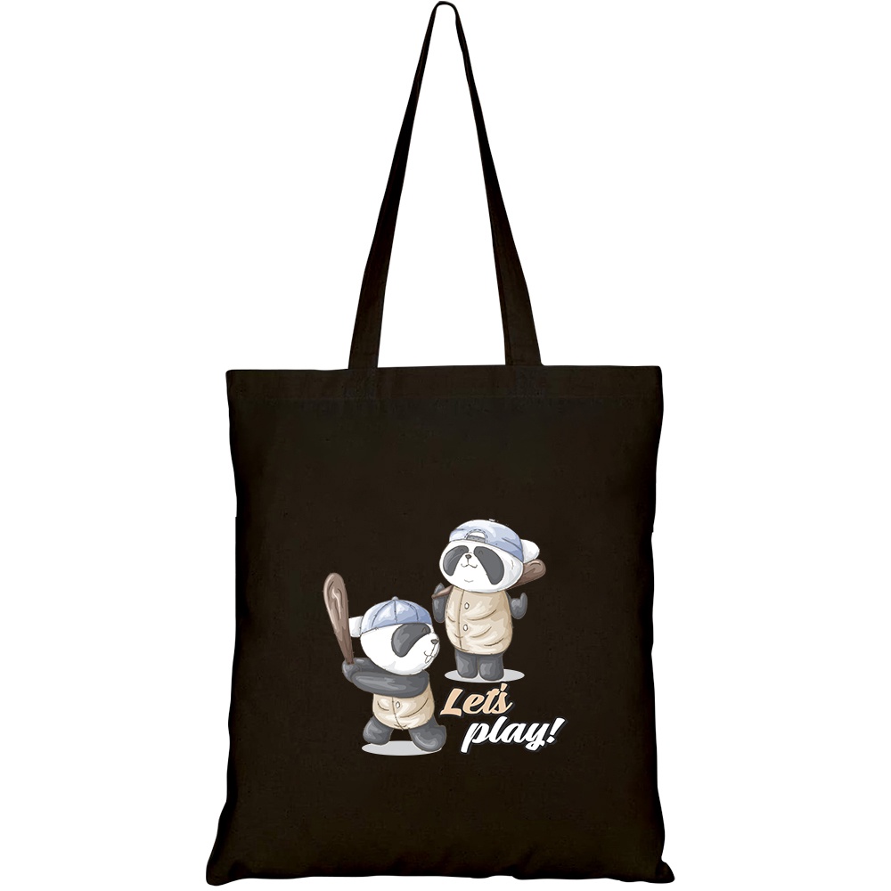 Túi vải tote canvas HTFashion in hình cute panda pattern set HT207