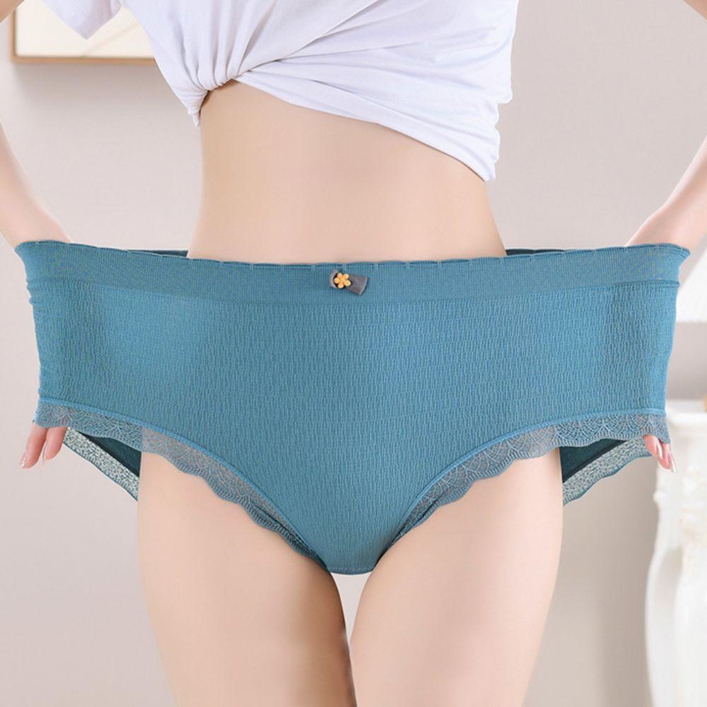 Quần Lót Cotton Mềm Màu Trơn Phối Ren Hoa Gợi Cảm Cho Nữ