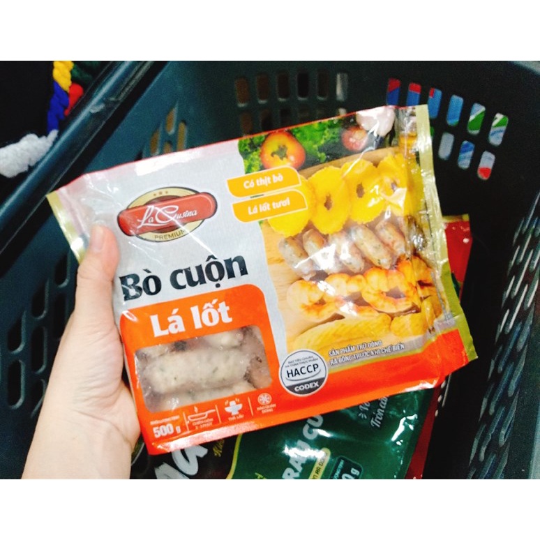 Gói 500g bò cuộn lá lốt Lacusina