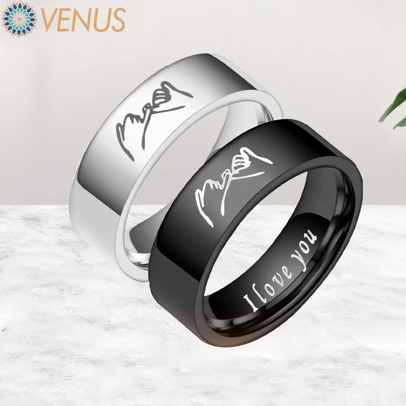Nhẫn Thép Titan Mỏng Khắc Chữ I Love You Thời Trang Cho Cặp Đôi
