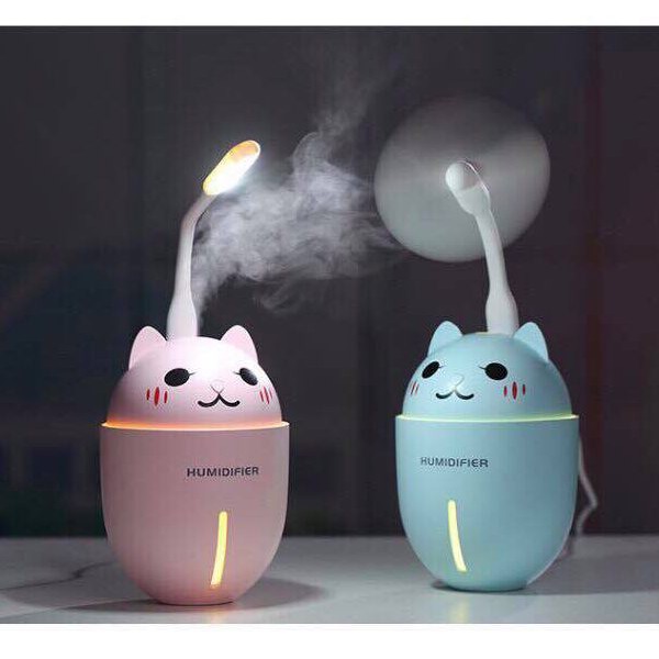 Máy phun sương tạo ẩm hình chú mèo dễ thương - Máy phun sương tạo ẩm 3 trong 1 kiêm quạt và đèn ngủ