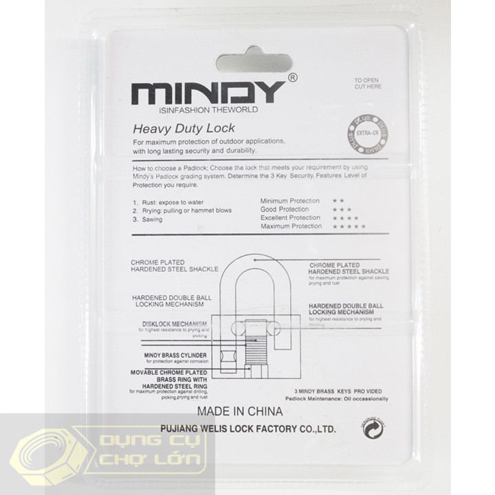 Ổ Khóa Chống Trộm, Chống Cắt MINDY - Nhập Khẩu 40mm, 50mm, 60mm + 4 chìa khóa