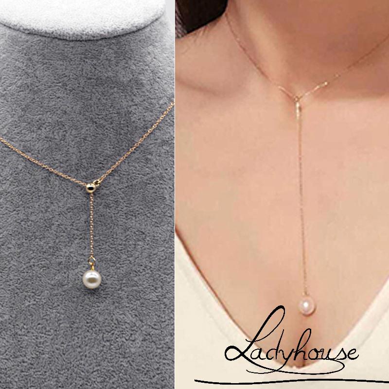 Vòng cổ Mặt Ngọc Trai Nhân Tạo Bằng Hợp Kim Dành Cho Nữ