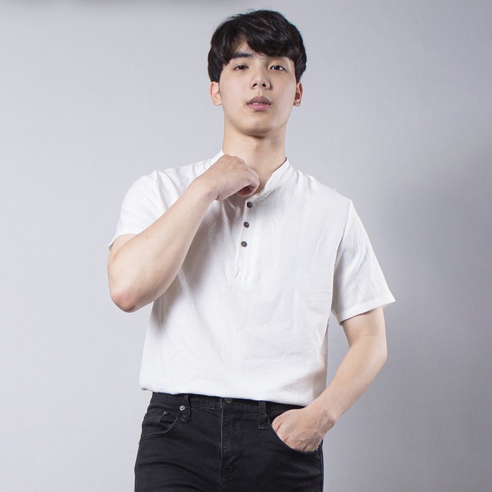 Áo đũi nam cộc tay cao cấp Áo linen cộc tay cổ tàu Y | BigBuy360 - bigbuy360.vn