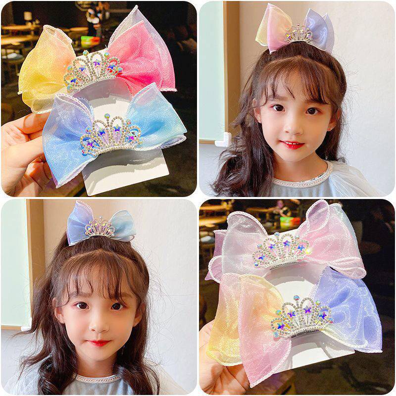 Kẹp Tóc Hình Vương Miện Công Chúa Aisha Phối Lưới Dễ Thương Xinh Xắn Cho Bé Gái