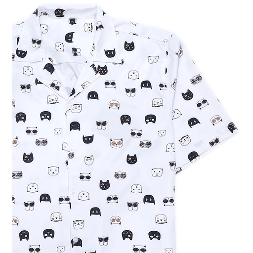 Áo Sơ Hoạ Tiết MÈO CUTE Tay Ngắn Nam/Nữ Tóm Store .Chất lụa CAO CẤP | BigBuy360 - bigbuy360.vn