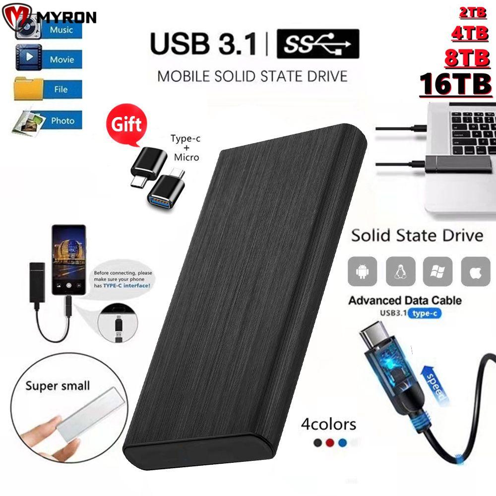 MYRON 2TB 4TB 8TB 16TB Tablet Mobile Hard Disk Portable USB 3.1 Type-C M.2 SSD Laptop High Speed Solid State Drive Phone External Storage/Multicolor | BigBuy360 - bigbuy360.vn