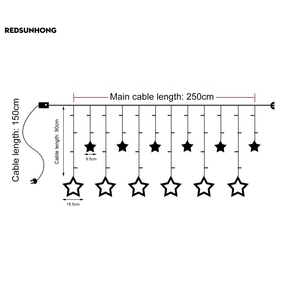Rèm cửa trang trí phòng ngủ hình trăng sao phích cắm US/EU