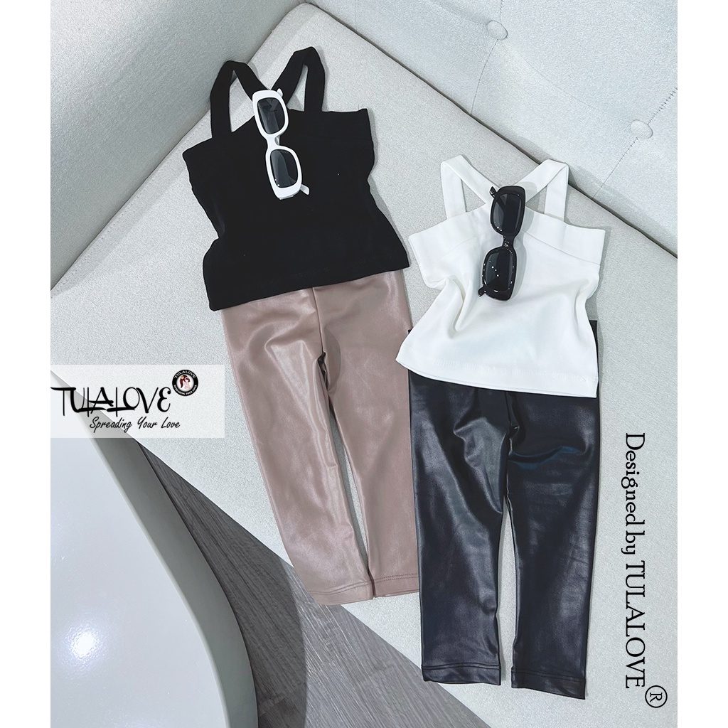 Áo Bé Gái 2 Dây Chéo Vải Zip Co Dãn Cực Tốt, Áo Thun Hai Dây Cho Bé Gái Tulalove