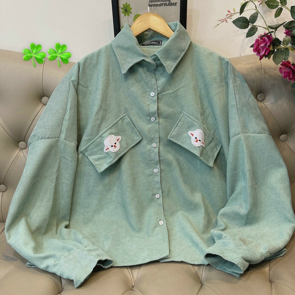 Sơ mi nhung tăm dáng rộng, áo khoác nhung tăm ulzzang ( ảnh thật / có sẵn ) CÓ UP VIDEO HÀNG THẬT Summersweater | BigBuy360 - bigbuy360.vn