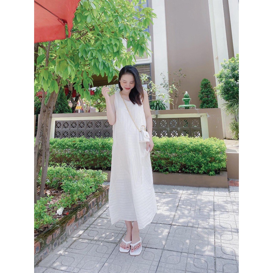 Đầm nữ, váy đuôi cá dáng maxi, váy dài chất xốp nhăn, thiết kế suông nhẹ họa tiết vân eo trẻ trung  7.Beautiful V138