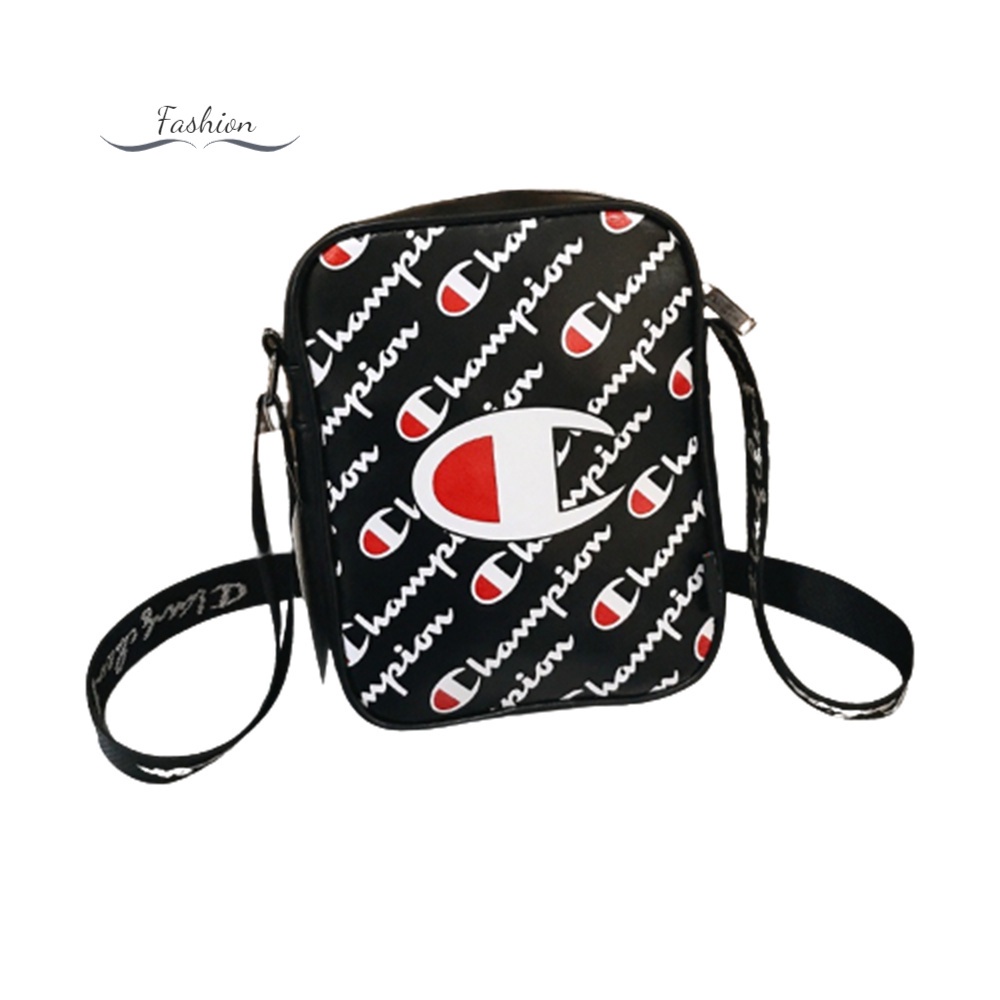 Túi Đeo Chéo Da PU In Logo Champion Thời Trang Unisex