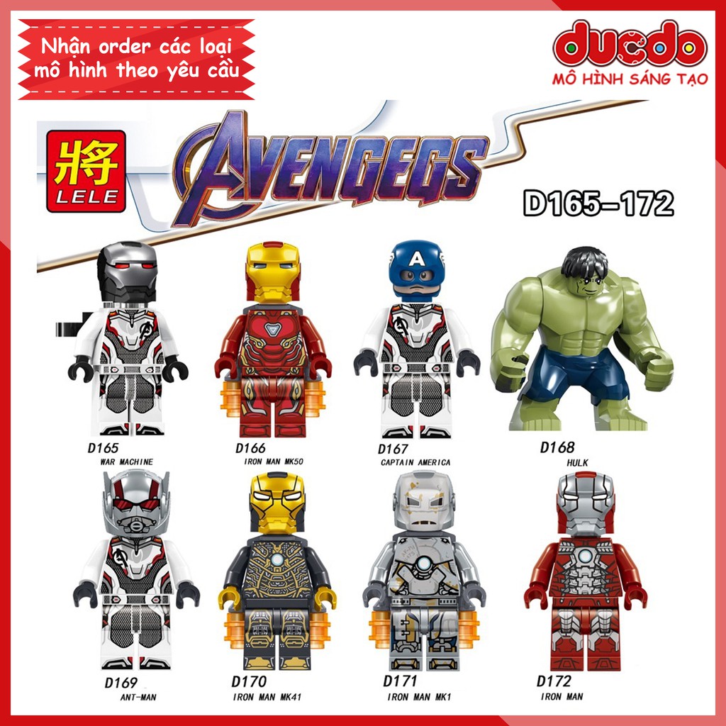 Minifigures các nhân vật End Game full vũ khí - Đồ chơi Lắp ghép Xếp hình Mô hình Mini Iron Man EndGame LeLe D165 - 172