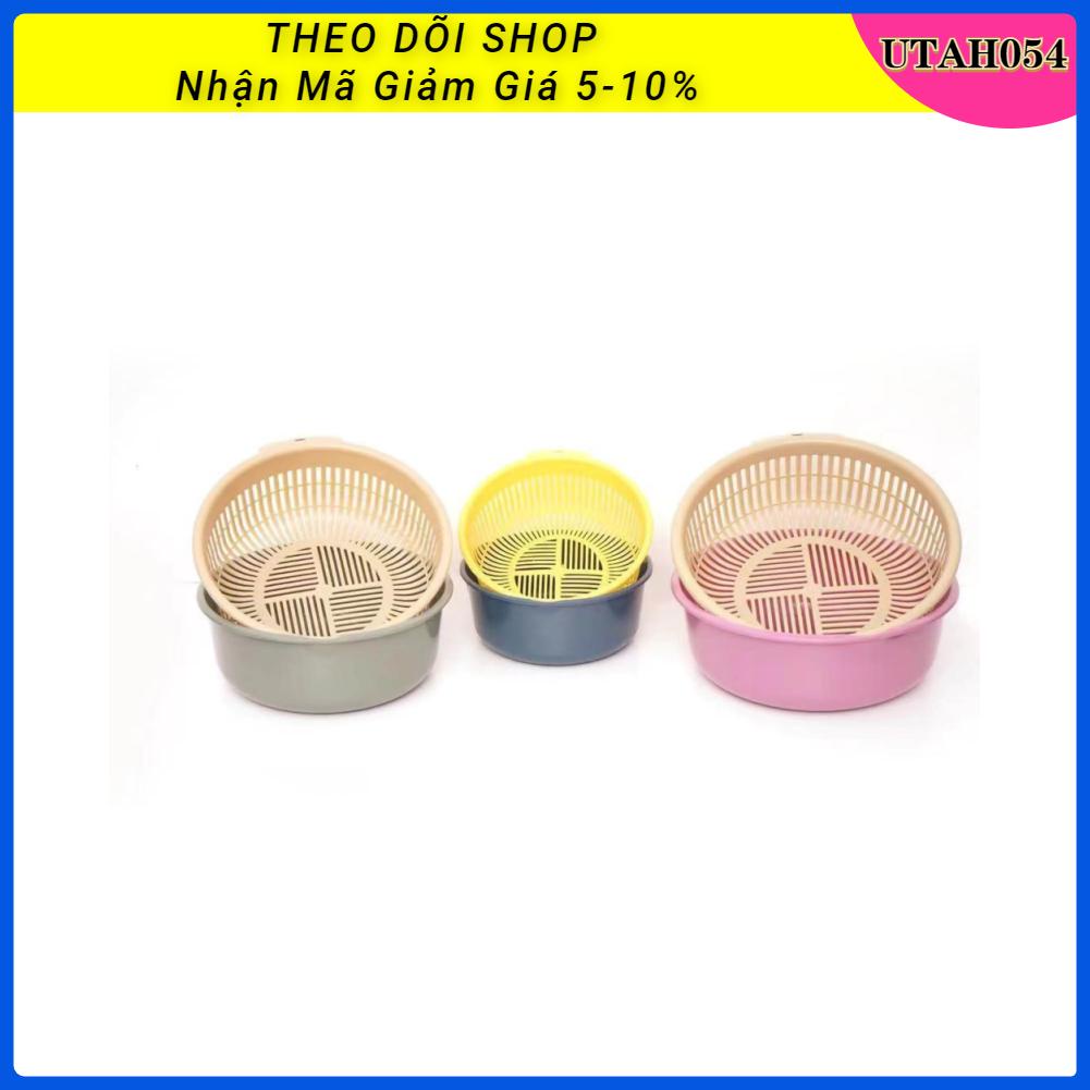 Rổ rửa trái cây rau củ thực phẩm ăn lẩu ráo nước có lỗ treo nhiều size bằng pp hai lớp cho nhà bếp