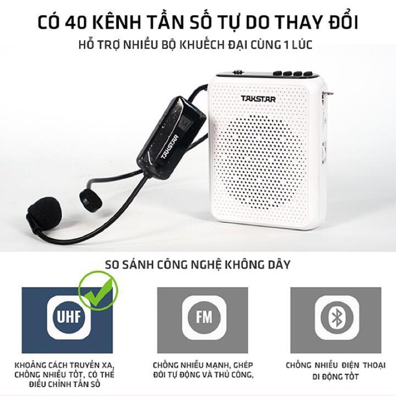 Máy trợ giảng không dây Takstar E300W kèm 1 Mic không dây thiết kế thời thượng, tinh tế, nhỏ nhẹ trọng lượng chỉ 200g