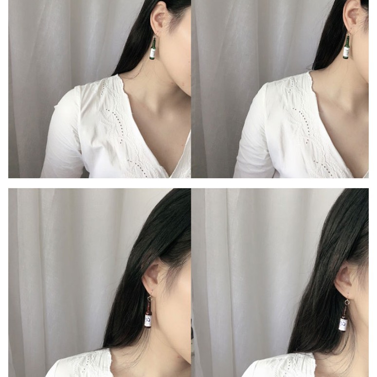 Khuyên tai chai rượu sochu độc đáo - Bông tai hình chai rượu mini đáng yêu  Duashop