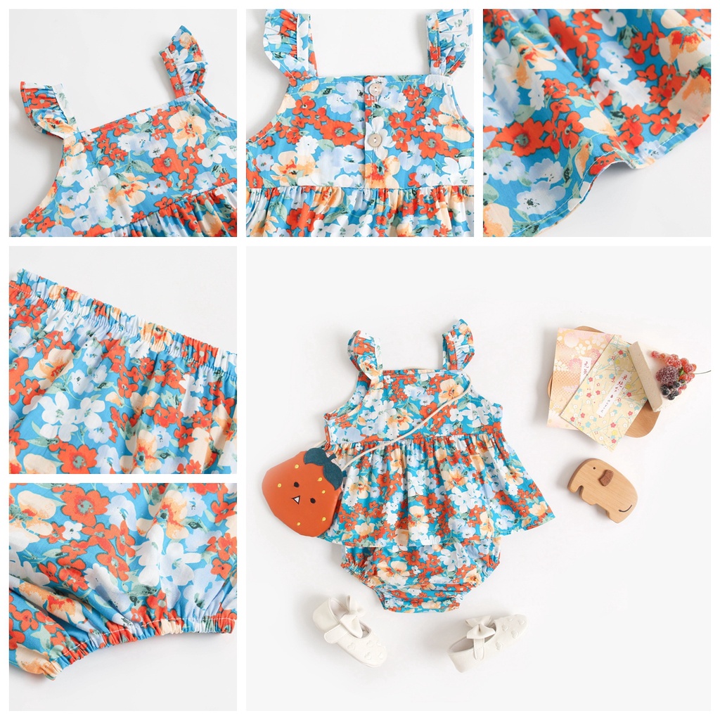 Bộ 2 áo+quần Sanlutoz in họa tiết hoa thời trang mùa hè cho bé