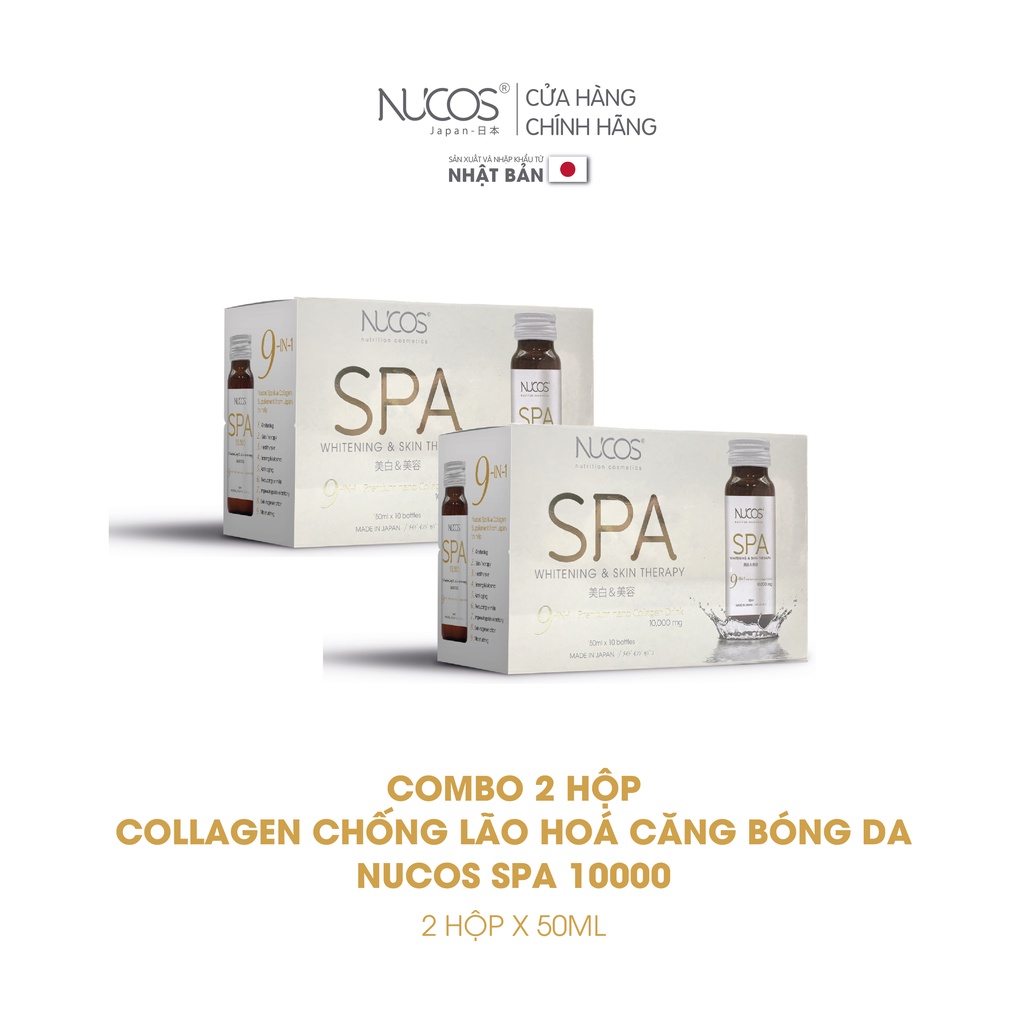 Combo 2 hộp Collagen chống lão hoá căng bóng da Nucos Spa 10000 2x50mlx10 chai