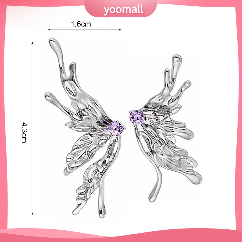 Yomall♡ 1 Đôi Bông Tai Hình Bướm Dạng Lỏng Phong Cách Punk Dành Cho Nữ