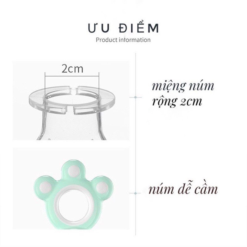 [Tặng Dây Đeo Ty Giả] Túi Nhai Misuta Gồm 3 Núm Tập Ăn Dặm Cho Bé Chống Hóc Chính Hãng