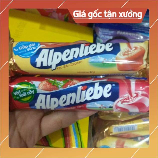 Kẹo alpenliebe vị sữa caramen và vị dâu (dạng thỏi)