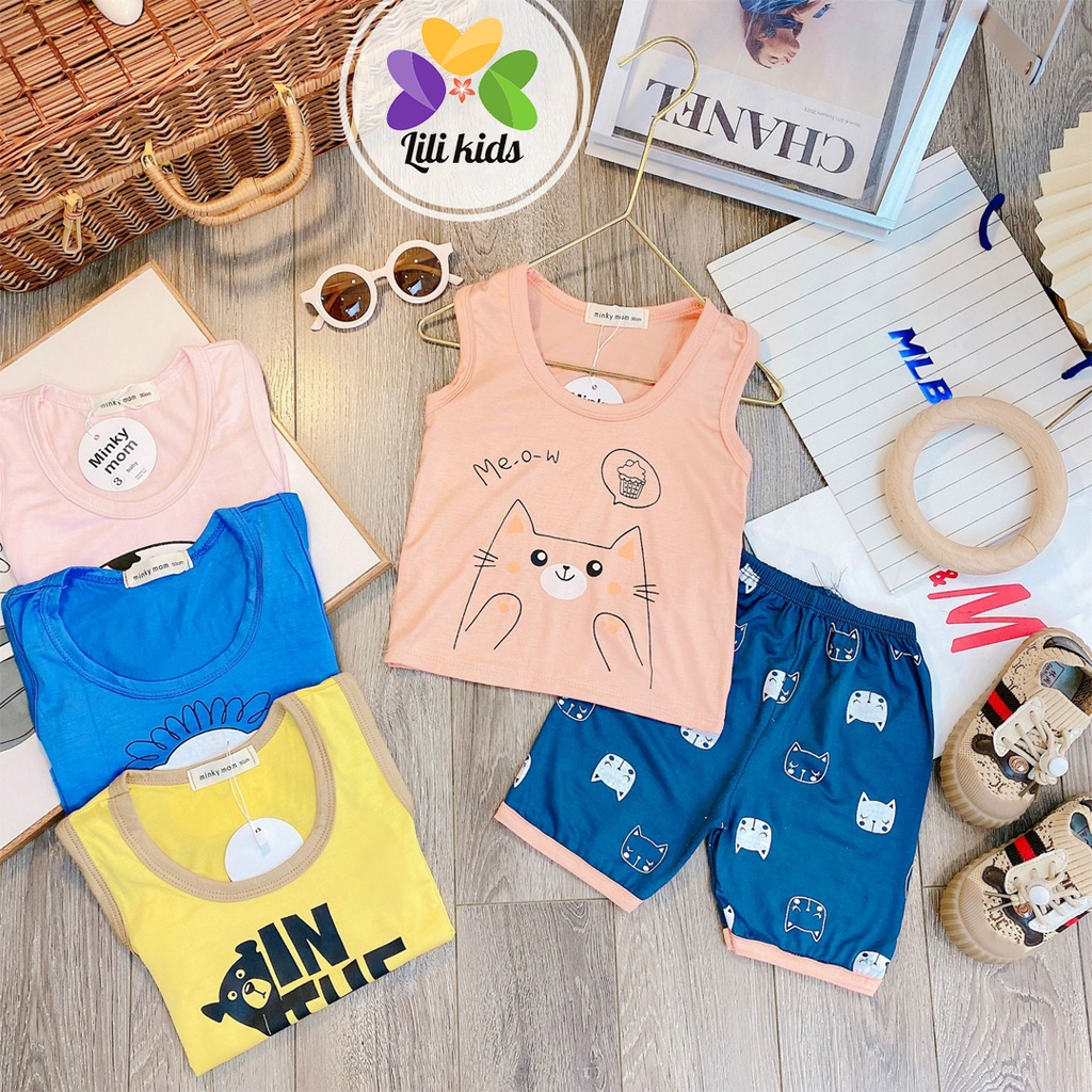 Bộ Ba Lỗ Cho Bé LILI.KIDS Chất Thun Lạnh Họa Tiết Cho Bé Trai Bé Gái Từ 8-18kg BBL03