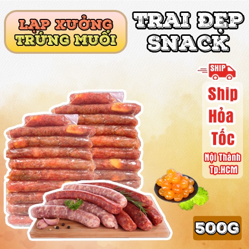 Lạp Xưởng Trứng Muối bịch 500g - Trai Đẹp Snack