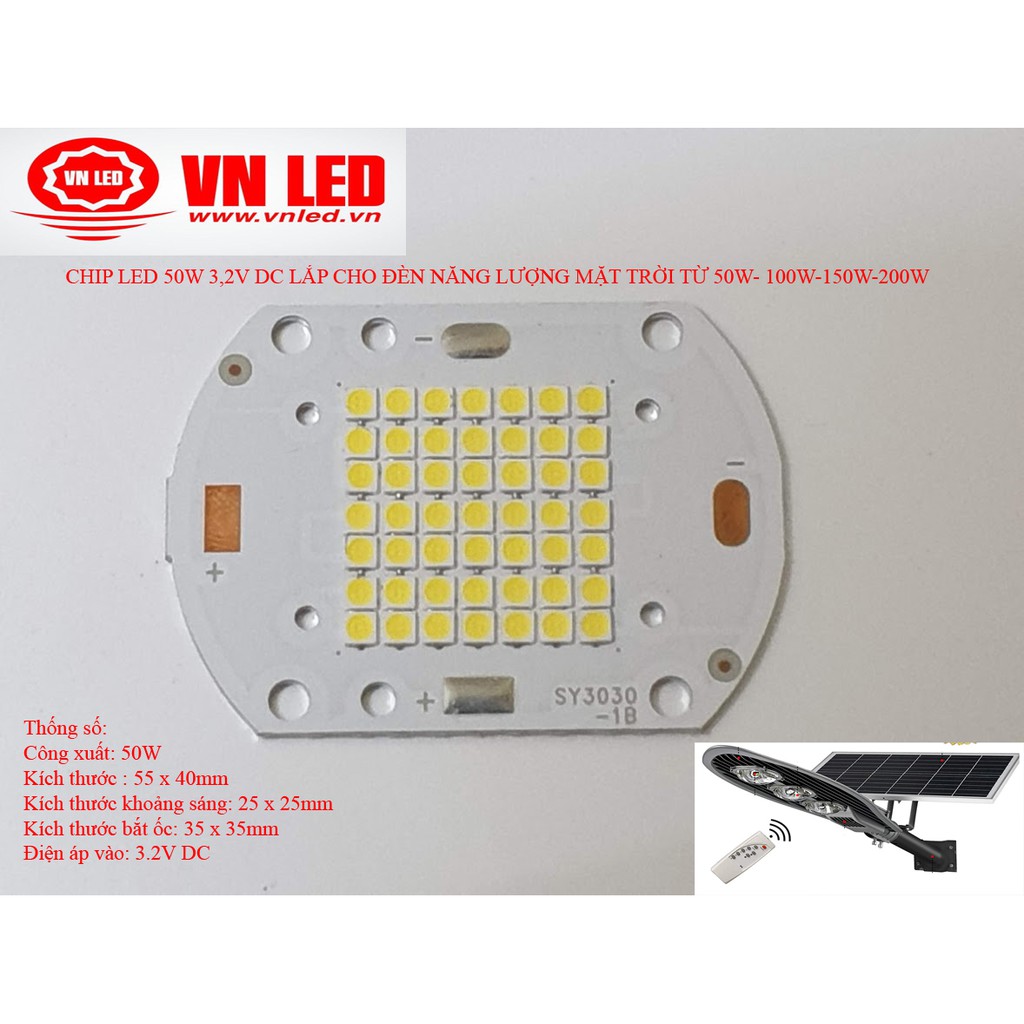 MẠCH - ĐIỀU KHIỂN- CHIP LED 50W LẮP CHO ĐÈN NĂNG LƯỢNG MẶT TRỜI TỪ 50W- 100W-150W-200W