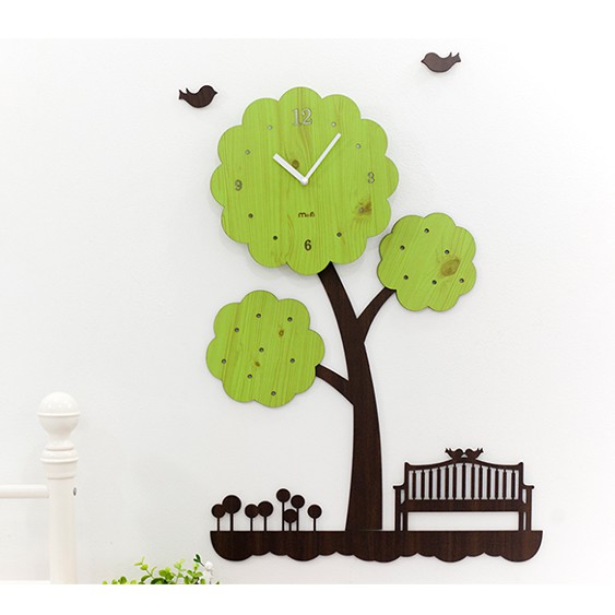 [Hàng chính hãng] Đồng hồ treo tường, đồng hồ trang trí nhà cửa hình cây - Tree wall clock kèm 3 khung ảnh