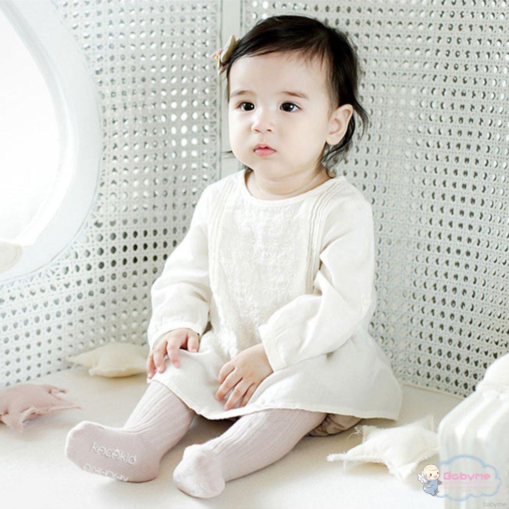 Quần tất màu trơn gân sọc dễ thương cho bé gái
