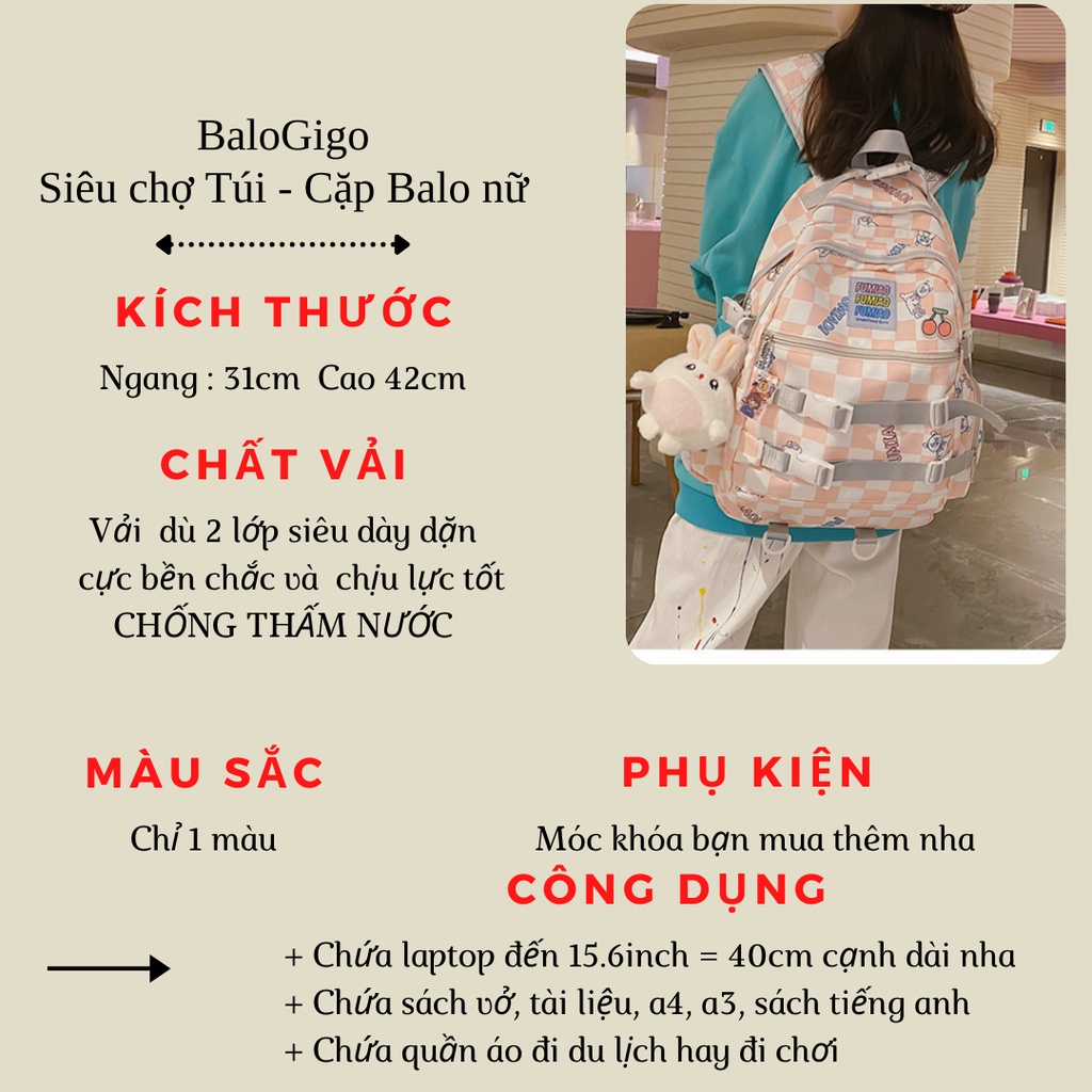 Balo caro FUMIAO cao cấp nhiều ngăn vải chống thấm nước ( không móc khóa) G227 - BaloGigo