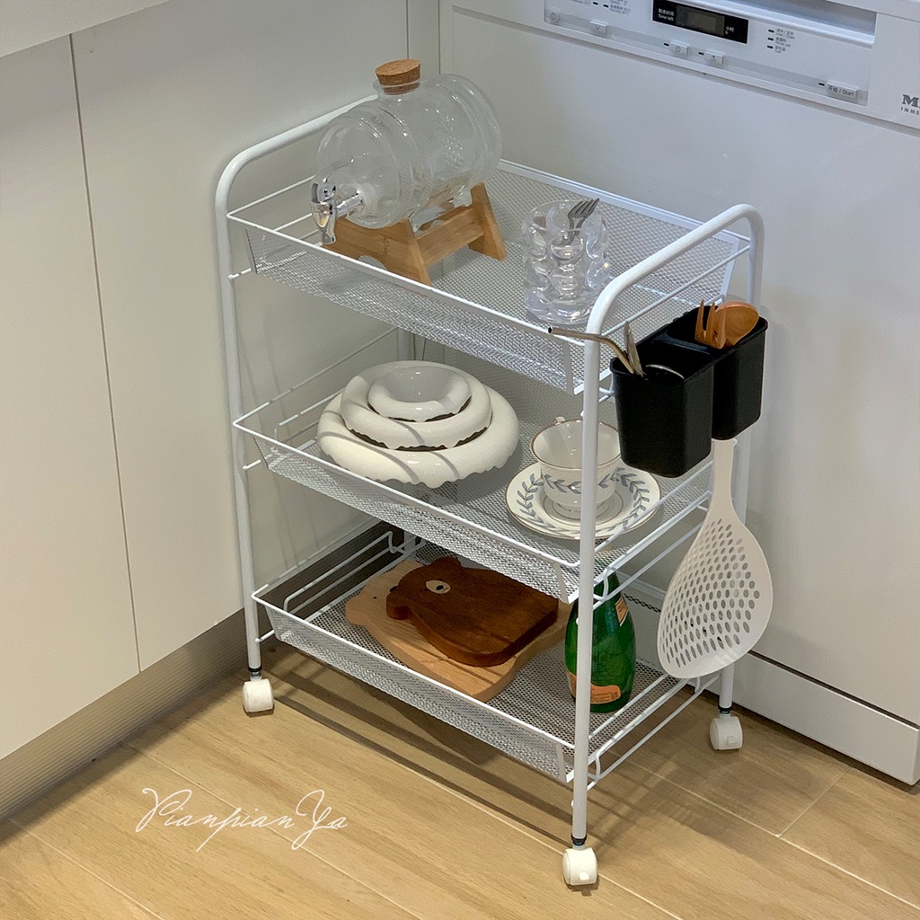 Kệ Lưới 3 Tầng Có thể Tháo Rời, Có Bánh Xe Decor Lắp Ráp Đơn Giản Dễ Dàng, Đựng Đồ Tiện Lợi, Xe Đẩy Spa