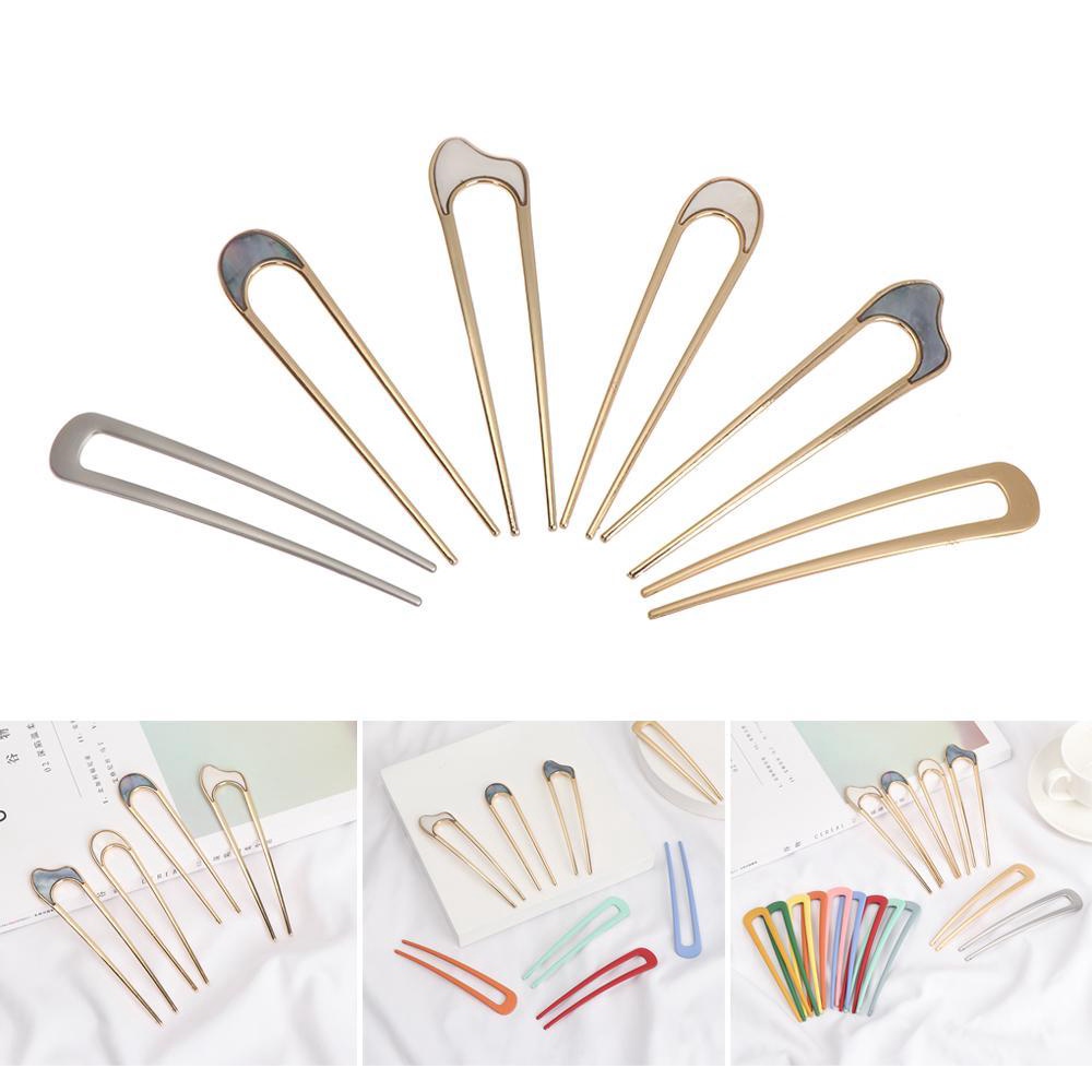 Kẹp Tóc Chữ U Bằng Kim Loại Nhiều Màu Sắc Phong Cách Vintage