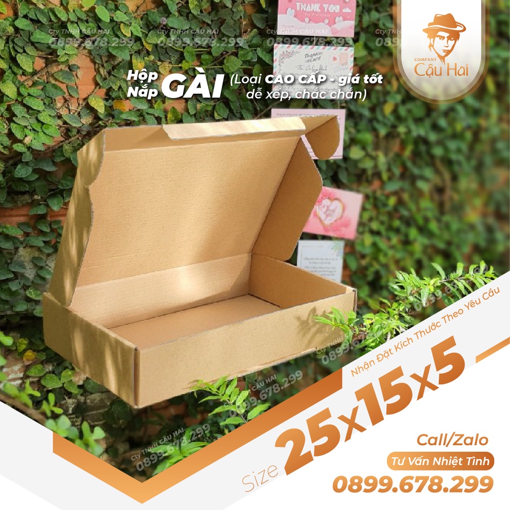 Set 50 Hộp carton nắp GÀI 25x15x5