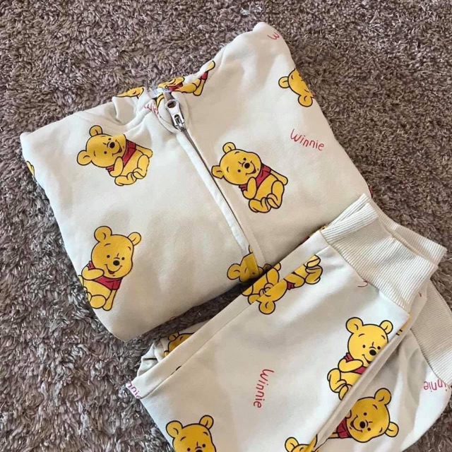 Bộ nỉ gấu pooh cho bé trai bé gái